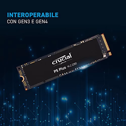 Crucial P5 Plus CT500P5PSSD8 500 GB SSD Interno-Fino A 6600MB/s, Nero