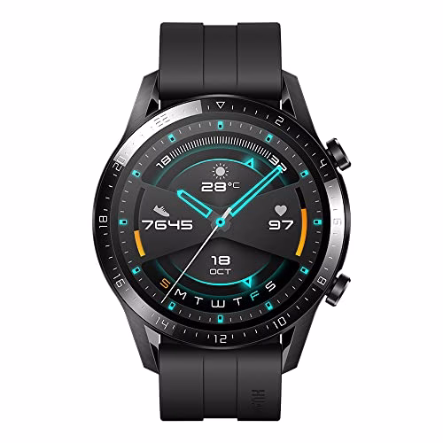 Smartwatch HUAWEI Watch GT 2 46 mm con adattatore Huawei AP52, GPS, 15 modalità di allenamento, display del quadrante in vetro 3D, chiamata tramite Bluetooth, Matte Black