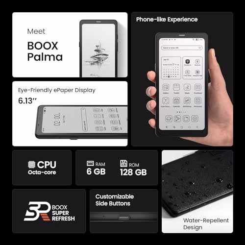 BOOX Palma 6.13" Mobile eCarta Reader 128 GB Android 11 Luce E-Ink Fotocamera (Bianco)