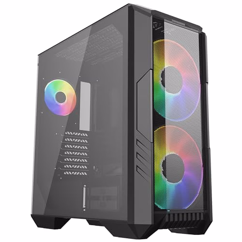 Cooler Master HAF 500 PC Case - Mid-Tower, 2 Ventole 200mm ARGB Preinstallate, Ventola GPU Girevole 120mm, Opzioni di Raffreddamento Versatile, Pannello Laterale in Vetro Temperato, Top Rimovibile