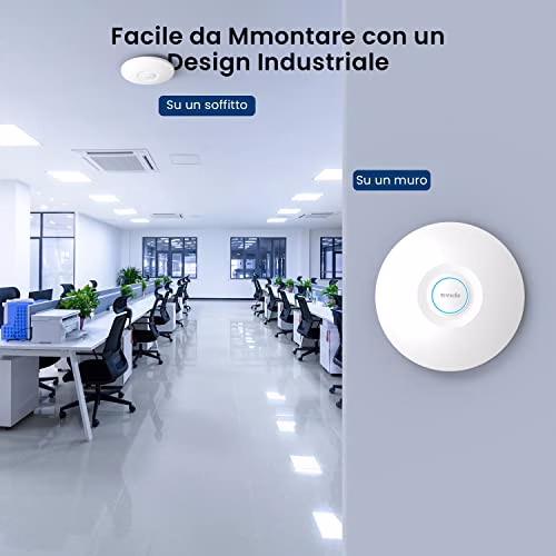 Tenda Access Point WiFi 6 AX3000 I29, Access Point 3000Mbps, Dual Band, Gestione Centralizzata, Fino a 256 Dispositivi, MU-MIMO, OFDMA, Montaggio a Parete e Soffitto, Alimentazione PoE/DC