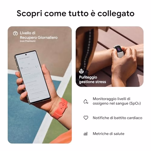 Fitbit by Google Charge 6 Activity tracker con abbonamento Premium di 6 mesi incluso, 7 giorni di durata della batteria, Google Wallet e Google Maps - Ossidiana / Alluminio nero