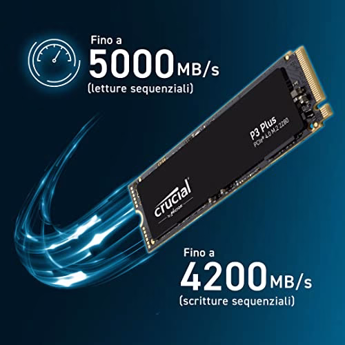 Crucial P3 Plus 1TB M.2 PCIe Gen4 NVMe SSD interno - Fino a 5000MB/s - CT1000P3PSSD801 (Edizione Acronis)