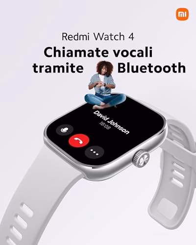Xiaomi Redmi Watch 4 (Smartwatch), Schermo AMOLED 1,97", Autonomia 20 giorni, 150+ modalità sportive, GPS integrato, corona in acciaio, Chiamate Bluetooth, Monitoraggio Battito Cardiaco, SpO2, Grigio