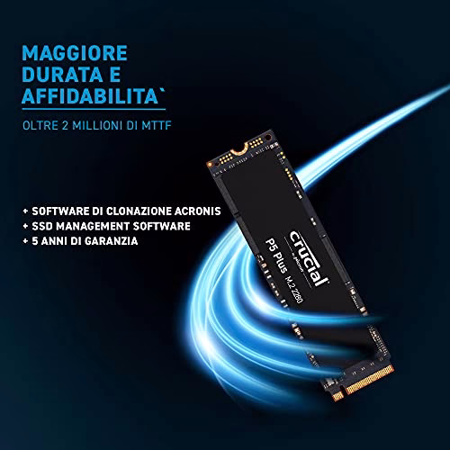 Crucial P5 Plus CT500P5PSSD8 500 GB SSD Interno-Fino A 6600MB/s, Nero