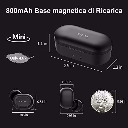 HOMSCAM Cuffie Bluetooth 5.0 Auricolari Bluetooth Senza Fili Auricolari Wireless Stereo Sportivi in Ear con Custodia da Ricarica 800mAh Microfono Leggeri Hi-Fi per iOS Android Smartphone PC