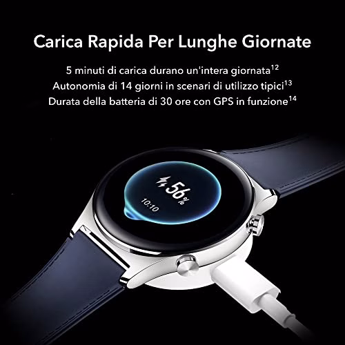 Honor Watch GS 3, Smart Watch con Touch Screen AMOLED da 1,43", Orologio Ftness con Frequenza Cardiaca, Monitoraggio del Sonno e dell'Ossigeno nel Sangue per Android, GPS 104 Diverse Modalità Sportive