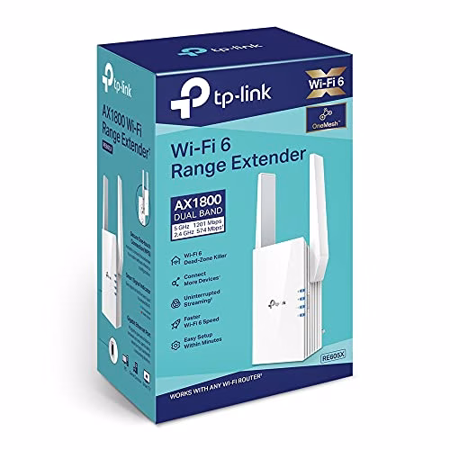 TP-Link RE605X Ripetitore Mesh WiFi 6 AX1800Mbps, 2 Antenne Esterne, Amplificatore WiFi Extender, WiFi Booster, 1 Porta Gigabit Ultraveloce, Amplificatore Segnale Wi-Fi, Easymesh, Beamforming