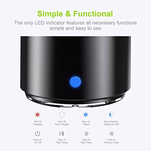 Con Custodia da Viaggio, EWA A106 Mini Altoparlante Bluetooth Portatile Cassa waterproof Resistente all'Acqua IP67 Riproduzione di 12 Ore Speaker Bassi Potenti per Doccia, Interni e all'Aperto(Nero)