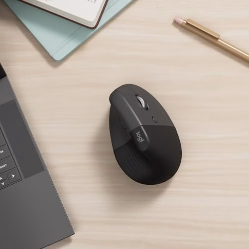 Logitech Lift Mouse Ergonomico Verticale, Senza Fili, Ricevitore Bluetooth o Logi Bolt USB, Clic Silenziosi, 4 Tasti, Compatibile con Windows / macOS / iPadOS, Laptop, PC - Grafite