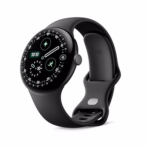 Google Pixel Watch 4 (45 mm) - Smartwatch Android con tracker per fitness e benessere, e assistente virtuale Gemini - Cassa in alluminio nero opaco - Cinturino sportivo nero ossidiana - LTE