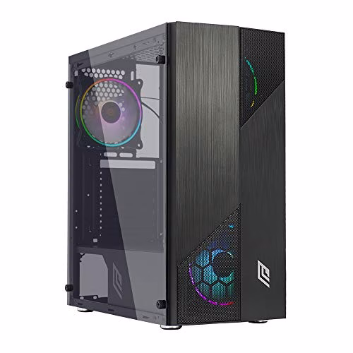 Noua Smash S7 Black Case ATX per PC Gaming 0.50MM SPCC 3*USB3.0/2.0 Frontale Mesh 4 Ventole Triplo Halo RGB Rainbow Addressable 5V ADD Pannello Laterale in Vetro Temperato (AxPxL: 415x390x190 mm)