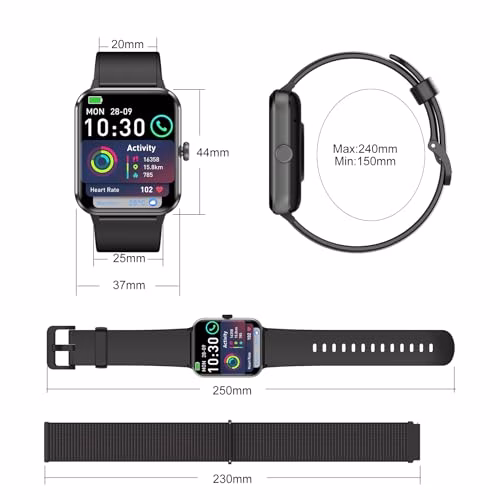Blackview Smartwatch Uomo Donna, Effettua e Rispondi alle Chiamate,1,85'' Orologio Intelligente Fitness,Cardiofrequenzimetro, Monitoraggio del Sonno, Calcolatori per Android iOS