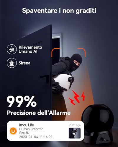 Imou 4K Telecamera WiFi Interno, Videocamera Sorveglianza Interna 8MP con Rilevamento Umano/Animali, Crociera Automatica & Tracciamento Intelligente, Audio Bidirezionale, Compatibile con Alexa, 2,4ghz