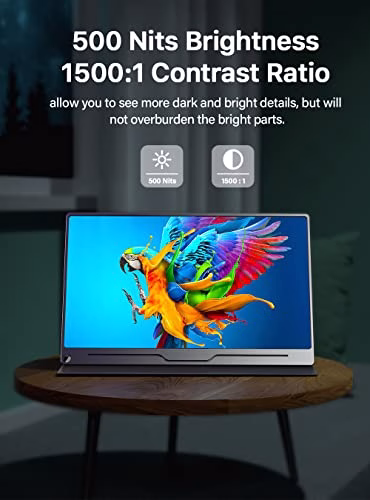Monitor Portatile 4K Display Mobile UPERFECT 17 Pollici con Rapporto di Contrasto 3840 * 2160 1500:1 Luminosità 500 Nit Schermo IPS HDMI 2 USB C per Laptop PC Macboo Xbo PS4/5 Switch, Compatibile VESA
