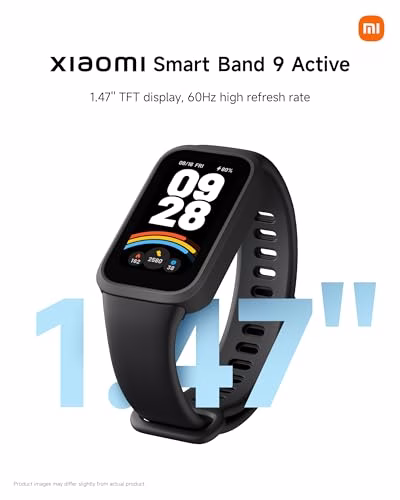 Xiaomi Smart Band 9 Active, Schermo TFT 1.47", Monitoraggio Salute: SpO2, Frequenza Cardiaca, Sonno e Stress, 50 modalità sportive, Resistenza Acqua 5 ATM, Durata Batteria 18 giorni, Nero