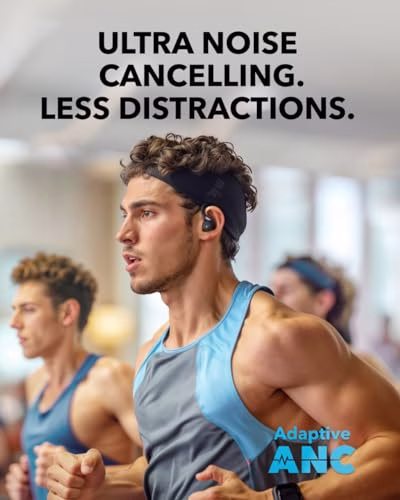 Soundcore Sport X20 cuffie bluetooth sport di Anker, auricolari cancellazione del rumore, rotabili e estensibili, bassi profondi, impermeabilità IP68 anti-sudore, anti-polvere, lungo riproduzione