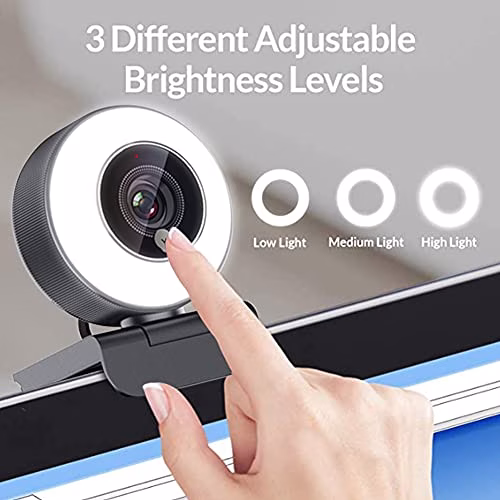 Angetube Full HD 1080p Webcam Luce ad Anello Regolabile Incorporata e Telecamera web in Streaming con Messa a Fuoco Automatica Avanzata per Xbox One Gamer Facebook e YouTube Streamer