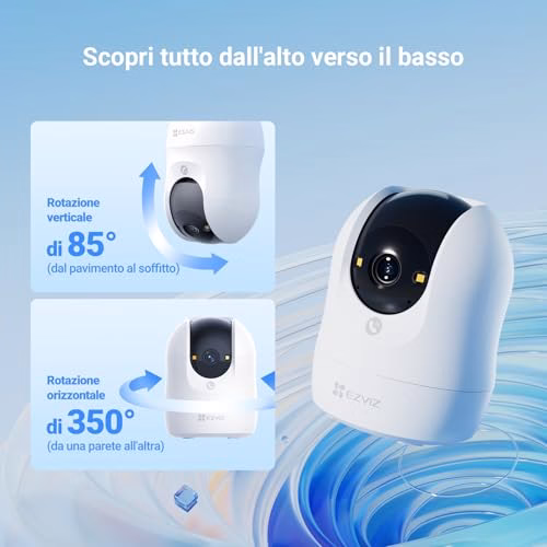 EZVIZ C6N G1 3K Telecamera Wi-Fi Interno, 5MP Videocamera Sorveglianza Interno Pan/Tilt/Zoom, Rilevamento di Persone, Visione Notturna a Colori con WDR, Chiamata Bidirezionale, WiFi 2.4Ghz