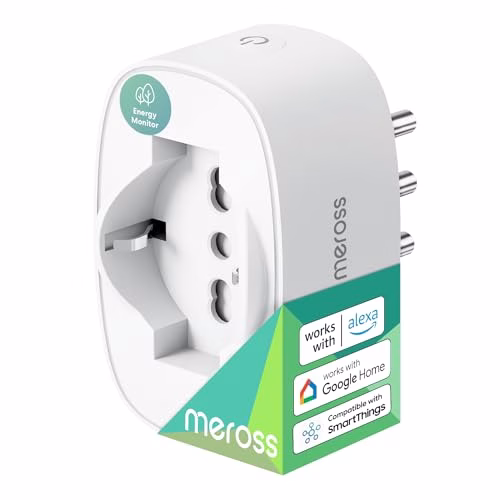 Meross Presa Smart Italiana, Presa WiFi (Type C, F, L) con Monitoraggio Consumi, Presa Intelligente 16A, Compatibile con Alexa, Google Home e SmartThings, Controllo Vocale e Remoto, 3840W, 1 Pezzo