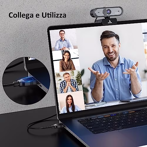 NexiGo N660P 60FPS AutoFocus 1080P Webcam con Doppio Microfono e Copertura Privacy, PRO HD USB Computer per OBS Gaming Zoom Meeting Skype FaceTime Teams