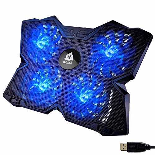 ⭐️KLIM Wind Raffreddatore per PC portatile - Ventola Pad - Il Più Potente - Azione Rapida - 4 Ventole con Supporto per Gaming PC Cooling - Laptop Cooler - - Nouva Versione (Blu)