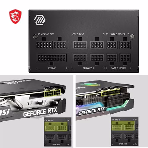 MSI MAG A650GL Alimentatore 650W, 80 Plus Gold, completamente modulare, ventola FDB da 120 mm, Full-Bridge LLC, cavi neri piatti - 7 anni di garanzia