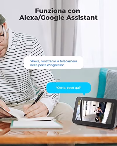 Reolink Telecamera Wi-Fi Esterno Senza Fili, Argus Eco 1080p Telecamera Batteria+Pannello Solare, Rilevazione di Movimento PIR, Audio a 2 Vie, Visione Notturna, Compatibile con Alexa/Google Assistant