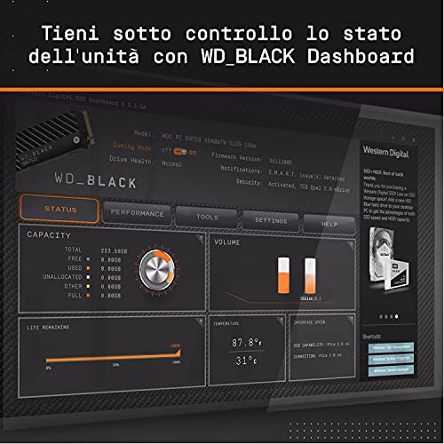 WD BLACK SN850 500 GB NVMe SSD Internal Gaming, Tecnologia PCIe Gen4, velocità di lettura fino a 7.000 MB/s, M.2 2280, 3D NAND