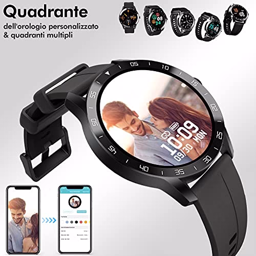 Blackview X1 Smartwatch Uomo Orologio Fitness Impermeabile 5ATM Smart Watch Cardiofrequenzimetro da Polso Contapassi Smartband Activity Tracker Cronometro per Android iOS (2 cinghie) (Nero)