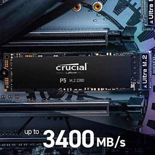 Crucial P5 500GB CT500P5SSD8 SSD Interno-Fino a 3400 MB/s (3D NAND, NVMe, PCIe, M.2, 2280SS)
