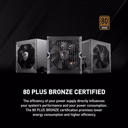 MSI MAG A650BN Alimentatore, Spina EU - 650W, certificato 80 Plus Bronze, ATX PSU, 12V Single-Rail, circuito DC-to-DC, ventola 120mm - 5 anni di garanzia