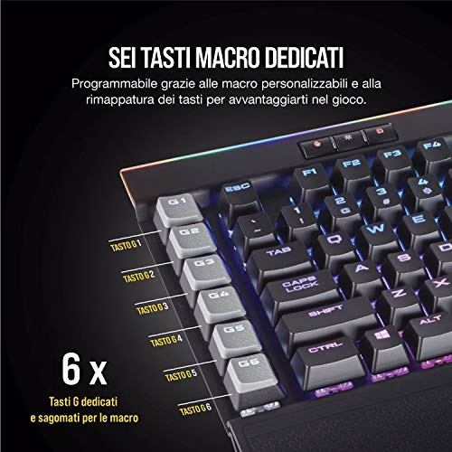 Corsair K95 RGB Platinum Tastiera Meccanica Gaming, Cherry MX Speed, Retroilluminato RGB, Italiano QWERTY, Nero