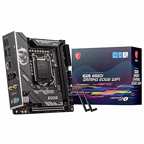 MSI MPG B560I GAMING EDGE WIFI, Scheda madre Gaming, Mini-ITX - Supporta i processori Intel Core 11th gen, LGA 1200 - DDR4 Boost (5200MHz/OC), 1 x PCIe 4.0 x16, 2 x M.2 Gen4/3, 2.5G LAN, Wi-Fi 6E