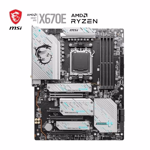 MSI X670E GAMING PLUS WIFI Scheda madre, ATX - Supporta i processori AMD Ryzen della serie 7000, AM5 - VRM SPS 80A, DDR5 Memory Boost 7800+ MHz/OC, PCIe 5.0 x16, M.2 Gen5, Wi-Fi 6E