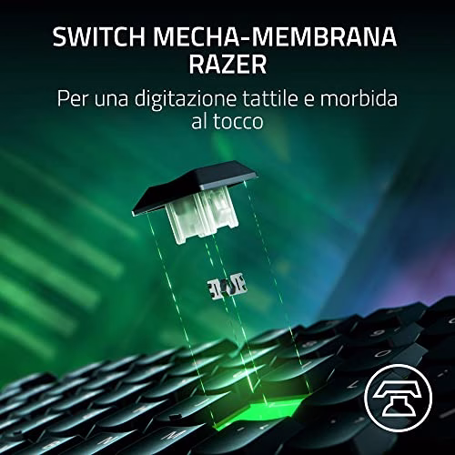 Razer Ornata V3 Tenkeyless – Tastiera da gaming compatta a basso profilo (Switch Mecha-Membrana, Tasti con rivestimento UV, Tasti multimediali dedicati retroilluminati) QWERTY IT-Layout | Nero