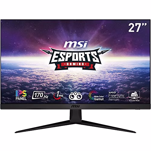 MSI G2712 Monitor Gaming 27" FHD IPS (1920x1080), 170 Hz, 1ms, FreeSync Premium, Night Vision, Anti-Flicker & Less Blue Light - DP 1.2a, HDMI 1.4b, VESA 100x100
