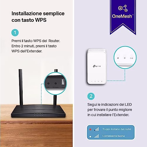 TP-Link Ripetitore WiFi RE330, amplificatore WiFi AC1200, estensore WiFi fino a 120 ㎡, potente ripetitore Wi-Fi con porta ethernet, compatibile con tutti i box internet
