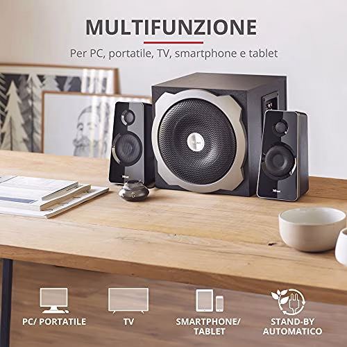 Trust Tytan Set Altoparlanti 2.1 con Subwoofer, Risparmio Energia, Standard, Nero