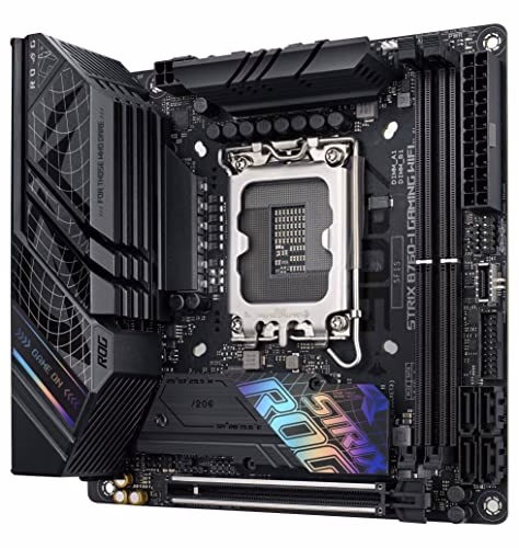 ASUS ROG STRIX B760-I GAMING WIFI Intel® B760 LGA 1700 Scheda madre mini-ITX, DDR5, PCIe 5.0 x16 SafeSlot, 2 slot PCIe 4.0 M.2, 2.5G Ethernet, USB 3.2 Gen 2x2 Type-C®, AEMP II, Aura Sync RGB