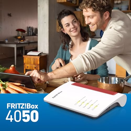 FRITZ!Box 4050, Router Wi-Fi 6 Dual Band fino a 3.000 Mbit/S, per Modem Operatore e ONT, 1x Wan Gb, 3X Lan Gb, 1X Usb, Access Point, Mesh, DECT, Media Server, VPN, VOIP