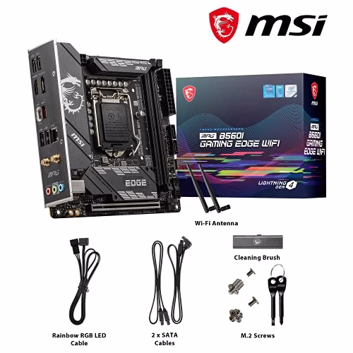 MSI MPG B560I GAMING EDGE WIFI, Scheda madre Gaming, Mini-ITX - Supporta i processori Intel Core 11th gen, LGA 1200 - DDR4 Boost (5200MHz/OC), 1 x PCIe 4.0 x16, 2 x M.2 Gen4/3, 2.5G LAN, Wi-Fi 6E