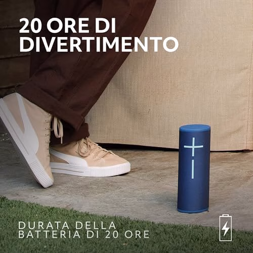 Ultimate Ears MEGABOOM 4, altoparlante portatile Bluetooth, impermeabile e galleggiante, con suono a 360° potente e bassi esplosivi, 20 ore di batteria e raggio d’azione di 45 m - Nero