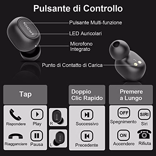 HOMSCAM Cuffie Bluetooth 5.0 Auricolari Bluetooth Senza Fili Auricolari Wireless Stereo Sportivi in Ear con Custodia da Ricarica 800mAh Microfono Leggeri Hi-Fi per iOS Android Smartphone PC