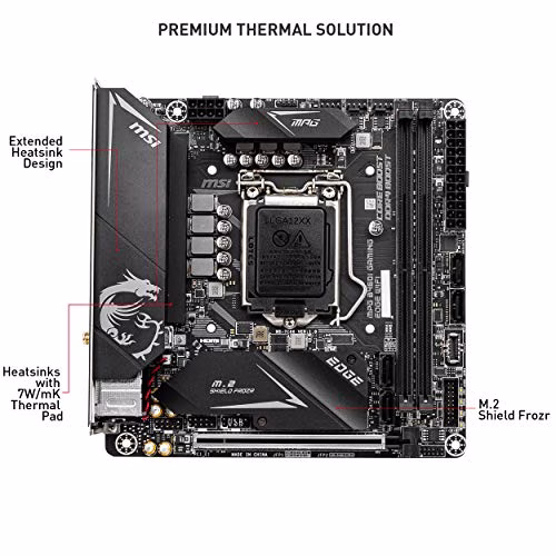 MSI MPG B460I GAMING EDGE WIFI - Scheda madre Performance (10th Gen Intel Core, LGA 1200 Socket, SLI/CF, Dual M.2 Slots, 2.5G LAN, Wi-Fi 6, DP/HDMI