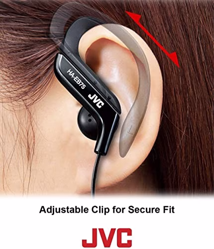 JVC HA-EB75-AN-U Auricolari Sport con Clip Regolabile, Ideali per l'utilizzo in palestra o corsa, Antisudore e Antischizzo (IPX2), Cavo lungo 1,2 m con plug compatibile con iPhone, Blu