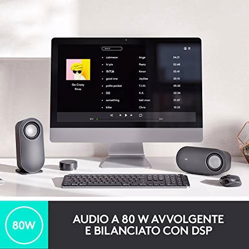 Logitech Z407 Altoparlanti Bluetooth per computer con subwoofer e controllo wireless, audio avvolgente, audio premium con ingressi multipli, altoparlanti USB - Nero