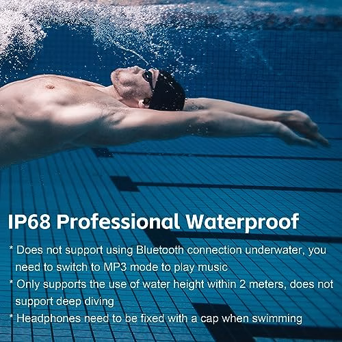 IFECCO Cuffie Subacquee per Piscina - IPX8 Impermeabili Cuffie Conduzione Ossea Nuoto con Lettore MP3 da 32 G,Wireless Auricolari per Nuoto Ciclismo Corsa