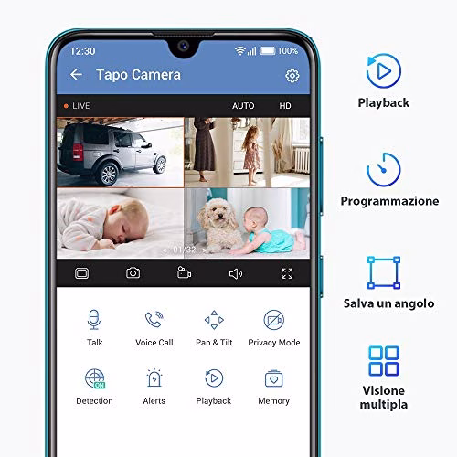 TP-Link Telecamera Wi-Fi Interno, Videocamera sorveglianza 1080P, Visione Notturna, Audio Bidirezionale, Notifiche in tempo reale del sensore di movimento(Tapo C200)
