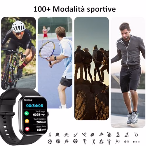 Blackview Smartwatch Uomo Donna, Effettua e Rispondi alle Chiamate,1,85'' Orologio Intelligente Fitness,Cardiofrequenzimetro, Monitoraggio del Sonno, Calcolatori per Android iOS